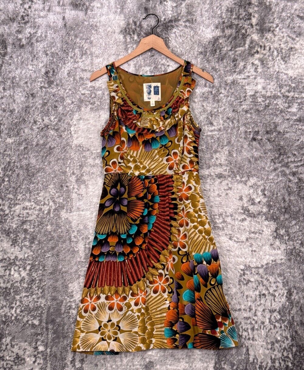 Anthropologie Dress 4 Womens Edme Esyllte Silk Vibrant Floral Sleeveless